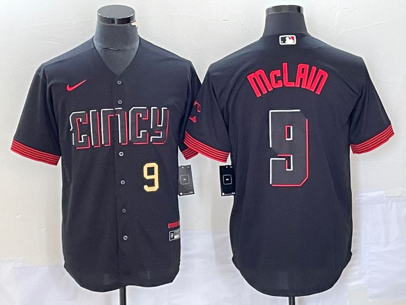 Men Cincinnati Reds #9 Mclain Nike Black 2023 City Connect Replica Player MLB Jersey4->cincinnati reds->MLB Jersey